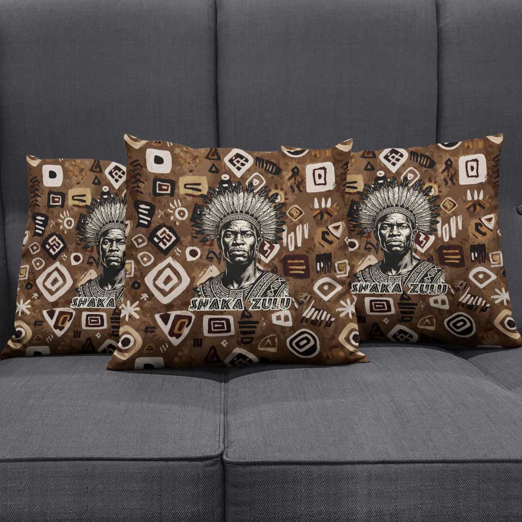 Shaka Zulu Pillow Cover Monochrome Portrait Zulu Kingdom Heritage Unconquered Spirit Warrior Legacy Theme - African Pride
