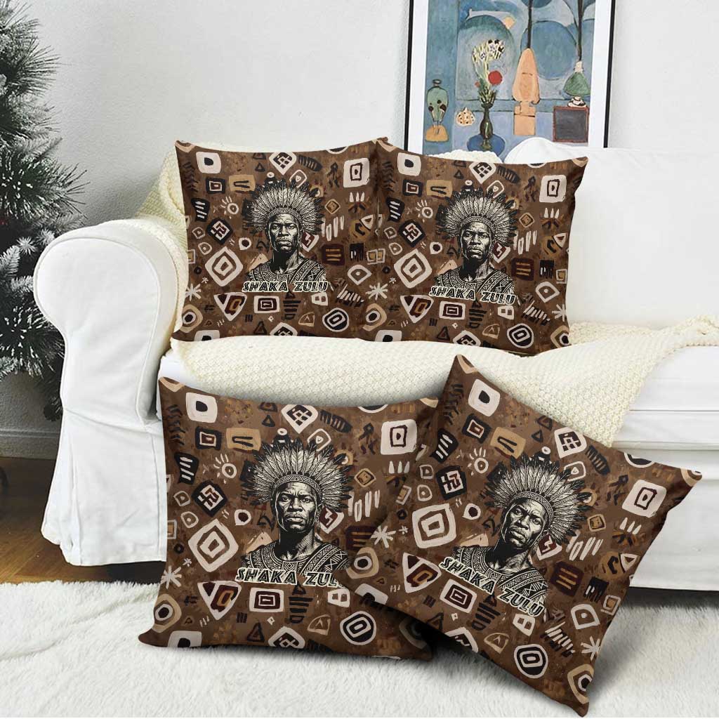Shaka Zulu Pillow Cover Monochrome Portrait Zulu Kingdom Heritage Unconquered Spirit Warrior Legacy Theme - African Pride