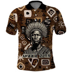 Shaka Zulu Polo Shirt Monochrome Portrait Zulu Kingdom Heritage Unconquered Spirit Warrior Legacy Theme - African Pride