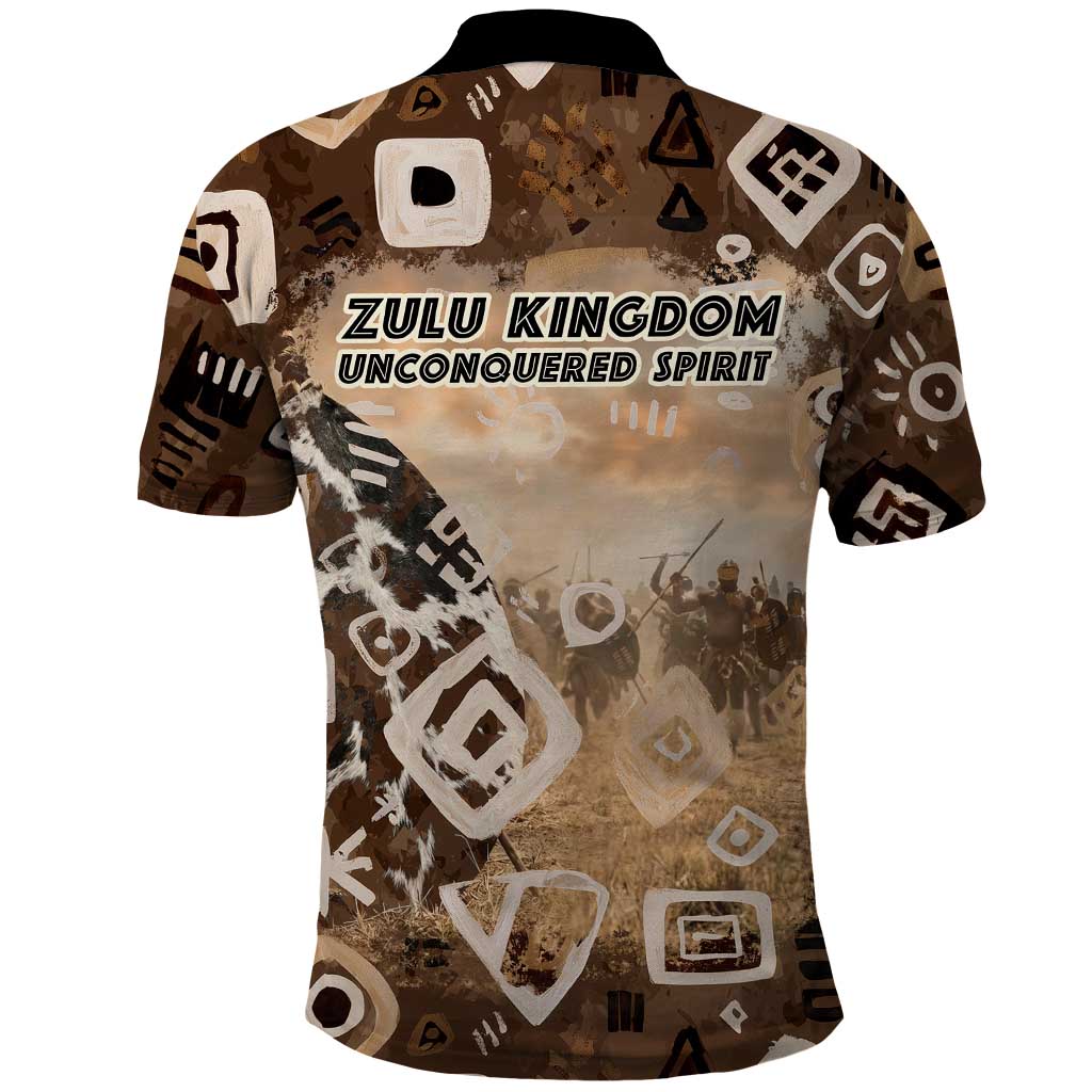 Shaka Zulu Polo Shirt Monochrome Portrait Zulu Kingdom Heritage Unconquered Spirit Warrior Legacy Theme - African Pride