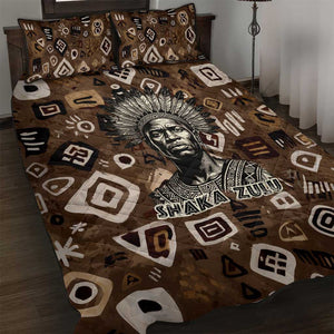 Shaka Zulu Quilt Bed Set Monochrome Portrait Zulu Kingdom Heritage Unconquered Spirit Warrior Legacy Theme - African Pride