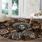 Shaka Zulu Round Carpet Monochrome Portrait Zulu Kingdom Heritage Unconquered Spirit Warrior Legacy Theme - African Pride