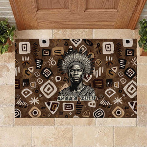 Shaka Zulu Rubber Doormat Monochrome Portrait Zulu Kingdom Heritage Unconquered Spirit Warrior Legacy Theme - African Pride