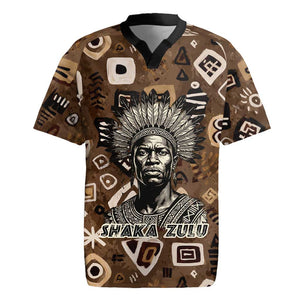 Shaka Zulu Rugby Jersey Monochrome Portrait Zulu Kingdom Heritage Unconquered Spirit Warrior Legacy Theme - African Pride