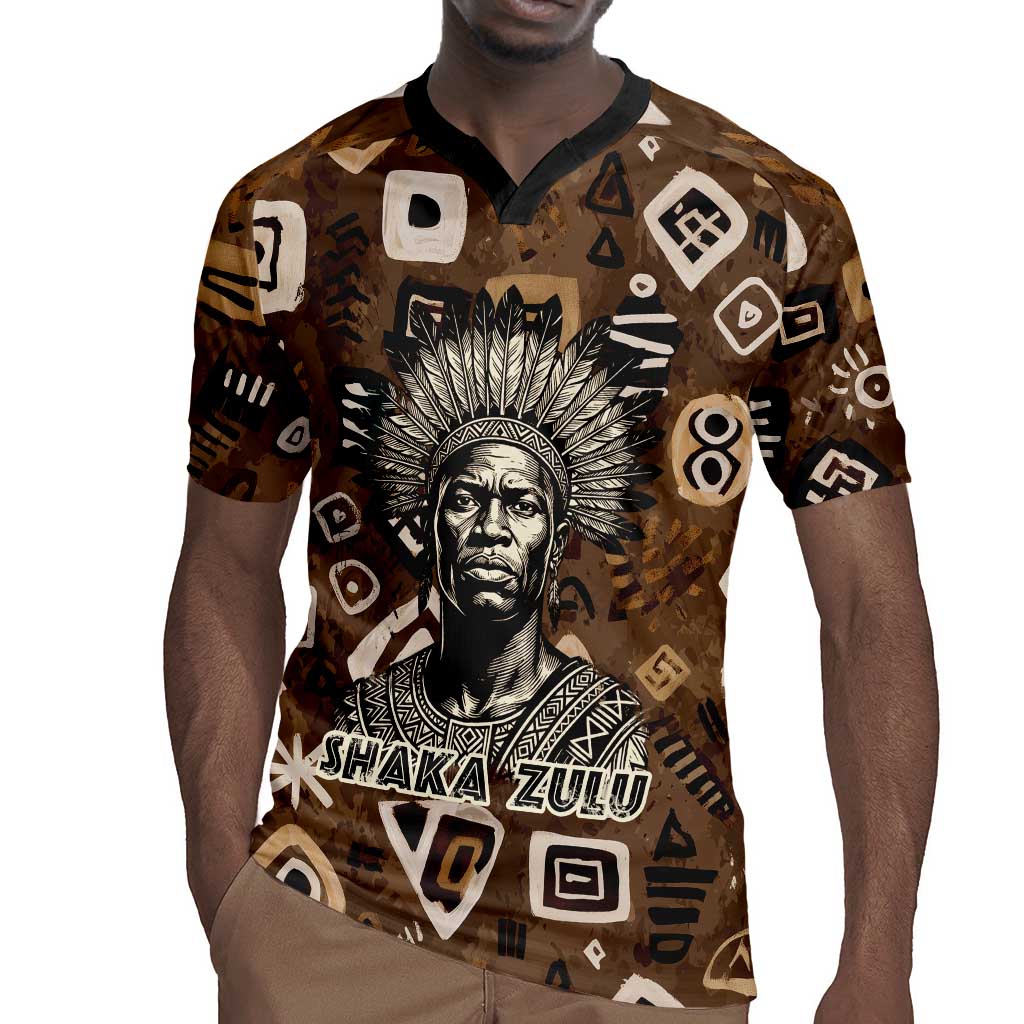 Shaka Zulu Rugby Jersey Monochrome Portrait Zulu Kingdom Heritage Unconquered Spirit Warrior Legacy Theme - African Pride