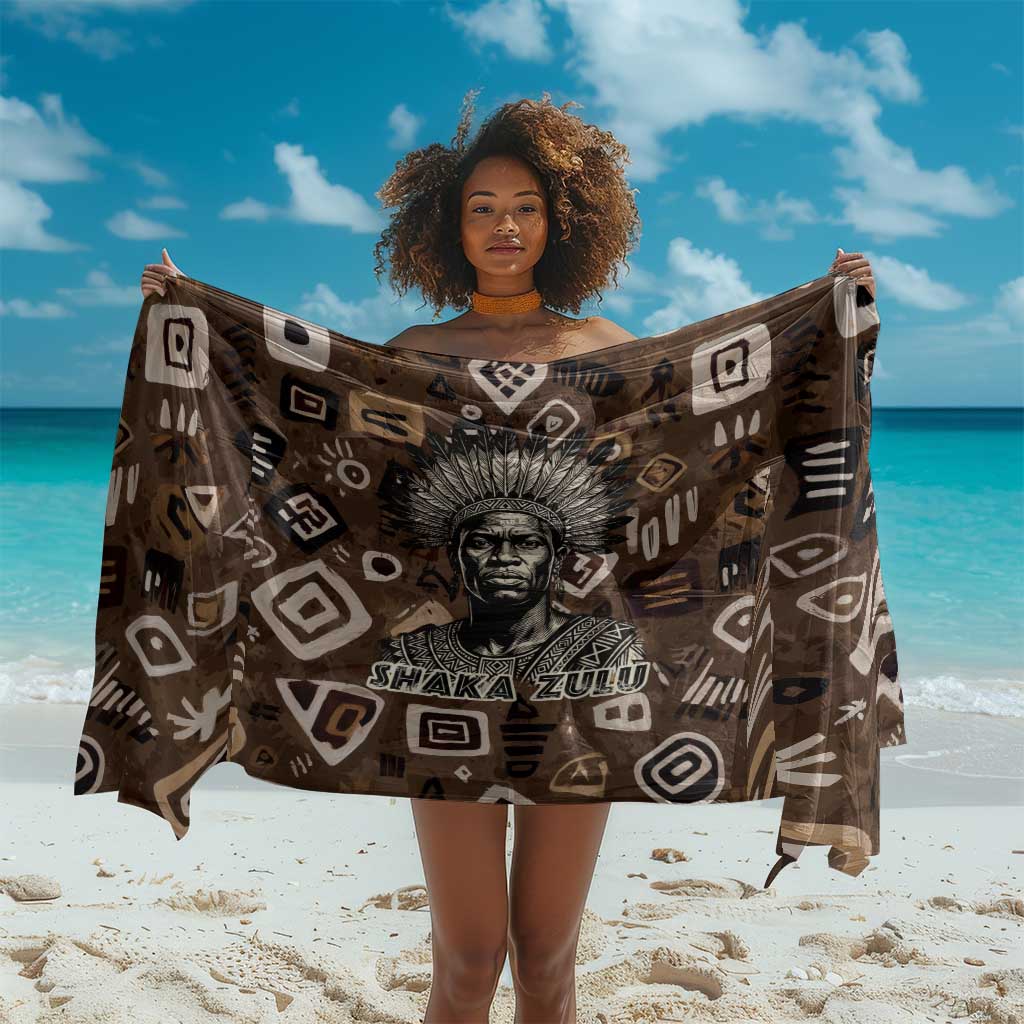 Shaka Zulu Sarong Monochrome Portrait Zulu Kingdom Heritage Unconquered Spirit Warrior Legacy Theme - African Pride