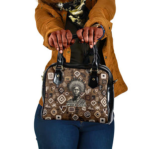 Shaka Zulu Shoulder Handbag Monochrome Portrait Zulu Kingdom Heritage Unconquered Spirit Warrior Legacy Theme - African Pride