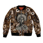 Shaka Zulu Sleeve Zip Bomber Jacket Monochrome Portrait Zulu Kingdom Heritage Unconquered Spirit Warrior Legacy Theme - African Pride