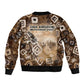 Shaka Zulu Sleeve Zip Bomber Jacket Monochrome Portrait Zulu Kingdom Heritage Unconquered Spirit Warrior Legacy Theme - African Pride