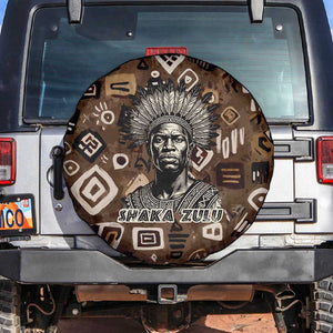 Shaka Zulu Spare Tire Cover Monochrome Portrait Zulu Kingdom Heritage Unconquered Spirit Warrior Legacy Theme - African Pride