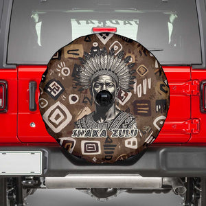 Shaka Zulu Spare Tire Cover Monochrome Portrait Zulu Kingdom Heritage Unconquered Spirit Warrior Legacy Theme - African Pride
