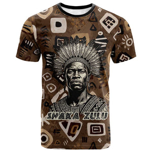 Shaka Zulu T shirt Monochrome Portrait Zulu Kingdom Heritage Unconquered Spirit Warrior Legacy Theme - African Pride