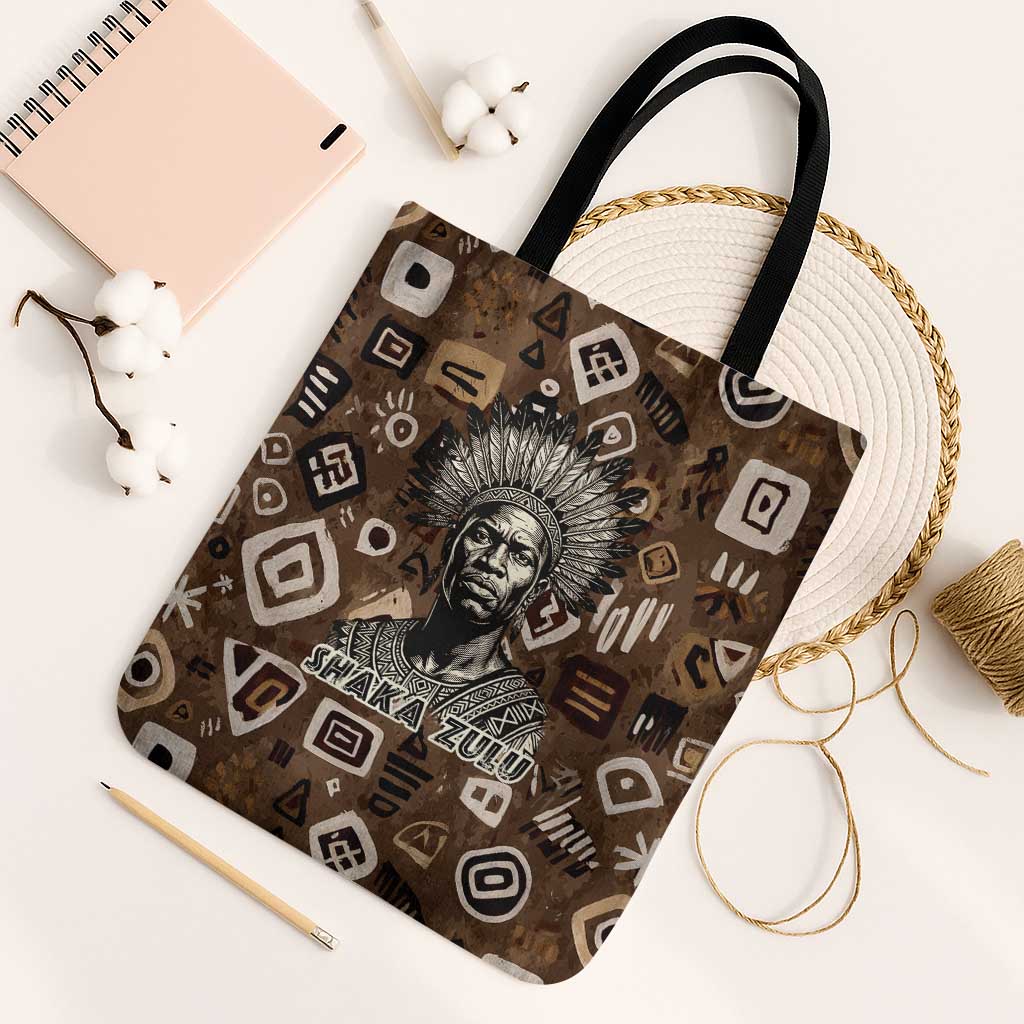 Shaka Zulu Tote Bag Monochrome Portrait Zulu Kingdom Heritage Unconquered Spirit Warrior Legacy Theme - African Pride
