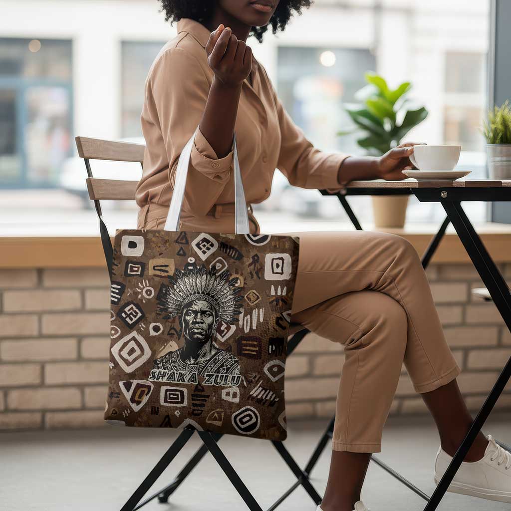 Shaka Zulu Tote Bag Monochrome Portrait Zulu Kingdom Heritage Unconquered Spirit Warrior Legacy Theme - African Pride