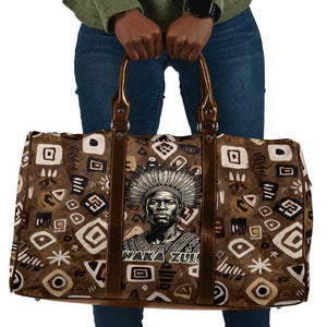 Shaka Zulu Travel Bag Monochrome Portrait Zulu Kingdom Heritage Unconquered Spirit Warrior Legacy Theme - African Pride