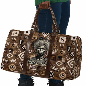 Shaka Zulu Travel Bag Monochrome Portrait Zulu Kingdom Heritage Unconquered Spirit Warrior Legacy Theme - African Pride