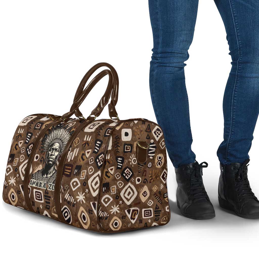Shaka Zulu Travel Bag Monochrome Portrait Zulu Kingdom Heritage Unconquered Spirit Warrior Legacy Theme - African Pride
