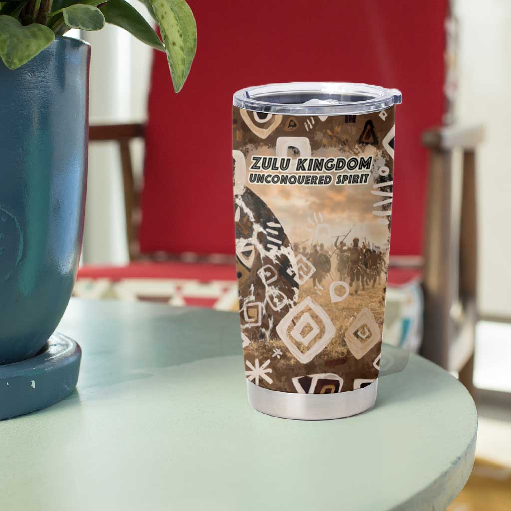 Shaka Zulu Tumbler Cup Monochrome Portrait Zulu Kingdom Heritage Unconquered Spirit Warrior Legacy Theme - African Pride