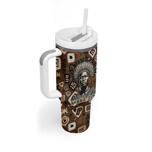 Shaka Zulu Tumbler With Handle Monochrome Portrait Zulu Kingdom Heritage Unconquered Spirit Warrior Legacy Theme - African Pride