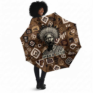 Shaka Zulu Umbrella Monochrome Portrait Zulu Kingdom Heritage Unconquered Spirit Warrior Legacy Theme - African Pride