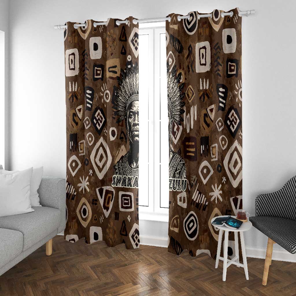 Shaka Zulu Window Curtain Monochrome Portrait Zulu Kingdom Heritage Unconquered Spirit Warrior Legacy Theme - African Pride