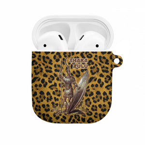 Shaka Zulu AirPods Case Leopard Print Design Traditional Warrior Spear and Shield Illustration Tribal King - African Pride