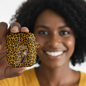 Shaka Zulu AirPods Case Leopard Print Design Traditional Warrior Spear and Shield Illustration Tribal King - African Pride