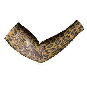 Shaka Zulu Arm Sleeves Leopard Print Design Traditional Warrior Spear and Shield Illustration Tribal King - African Pride