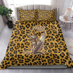 Shaka Zulu Bedding Set Leopard Print Design Traditional Warrior Spear and Shield Illustration Tribal King - African Pride