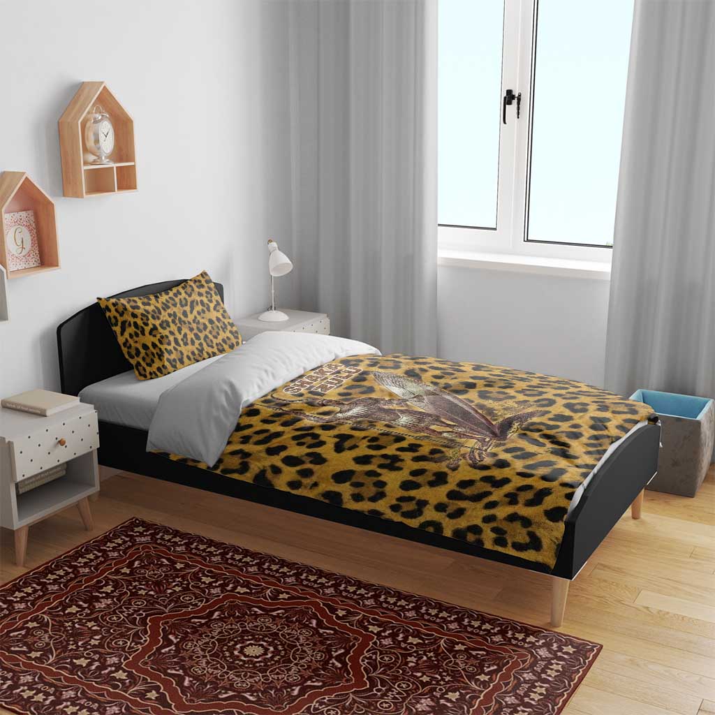 Shaka Zulu Bedding Set Leopard Print Design Traditional Warrior Spear and Shield Illustration Tribal King - African Pride