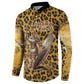 Shaka Zulu Button Sweatshirt Leopard Print Design Traditional Warrior Spear and Shield Illustration Tribal King