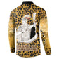 Shaka Zulu Button Sweatshirt Leopard Print Design Traditional Warrior Spear and Shield Illustration Tribal King