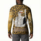 Shaka Zulu Button Sweatshirt Leopard Print Design Traditional Warrior Spear and Shield Illustration Tribal King