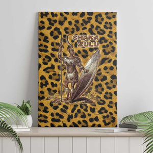 Shaka Zulu Canvas Wall Art Leopard Print Design Traditional Warrior Spear and Shield Illustration Tribal King - African Pride