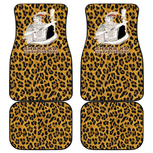 Shaka Zulu Car Mats Leopard Print Design Traditional Warrior Spear and Shield Illustration Tribal King - African Pride