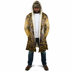 Shaka Zulu Cloak Leopard Print Design Traditional Warrior Spear and Shield Illustration Tribal King - African Pride