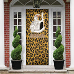 Shaka Zulu Door Cover Leopard Print Design Traditional Warrior Spear and Shield Illustration Tribal King - African Pride