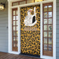 Shaka Zulu Door Cover Leopard Print Design Traditional Warrior Spear and Shield Illustration Tribal King - African Pride