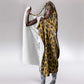 Shaka Zulu Hooded Blanket Leopard Print Design Traditional Warrior Spear and Shield Illustration Tribal King - African Pride