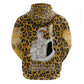 Shaka Zulu Hoodie Leopard Print Design Traditional Warrior Spear and Shield Illustration Tribal King - African Pride