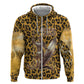 Shaka Zulu Hoodie Leopard Print Design Traditional Warrior Spear and Shield Illustration Tribal King - African Pride