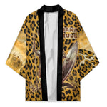 Shaka Zulu Kimono Leopard Print Design Traditional Warrior Spear and Shield Illustration Tribal King - African Pride