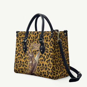 Shaka Zulu Leather Bag Leopard Print Design Traditional Warrior Spear and Shield Illustration Tribal King - African Pride