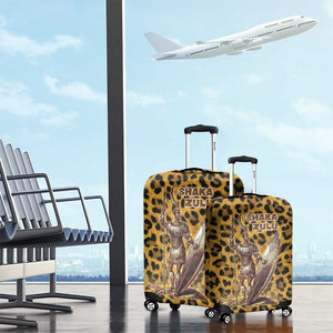 Shaka Zulu Luggage Cover Leopard Print Design Traditional Warrior Spear and Shield Illustration Tribal King - African Pride