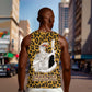 Shaka Zulu Men Tank Top Leopard Print Design Traditional Warrior Spear and Shield Illustration Tribal King - African Pride