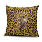 Shaka Zulu Pillow Cover Leopard Print Design Traditional Warrior Spear and Shield Illustration Tribal King - African Pride