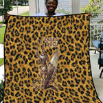 Shaka Zulu Quilt Leopard Print Design Traditional Warrior Spear and Shield Illustration Tribal King - African Pride