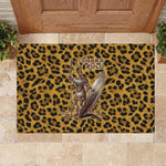 Shaka Zulu Rubber Doormat Leopard Print Design Traditional Warrior Spear and Shield Illustration Tribal King - African Pride