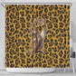 Shaka Zulu Shower Curtain Leopard Print Design Traditional Warrior Spear and Shield Illustration Tribal King - African Pride