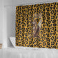 Shaka Zulu Shower Curtain Leopard Print Design Traditional Warrior Spear and Shield Illustration Tribal King - African Pride